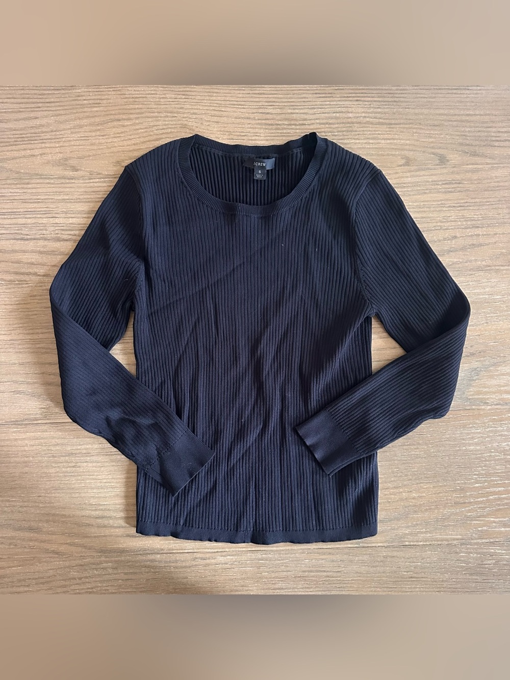 J.Crew Black Ribbed Long Sleeve Crewneck Top Women’s Small